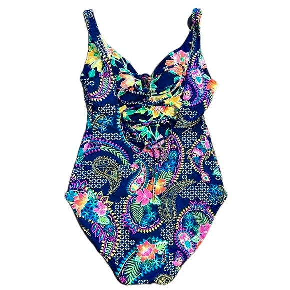 Tommy Bahama Reversible Sun Lilies Lace Back One Piece - Picture 14 of 16